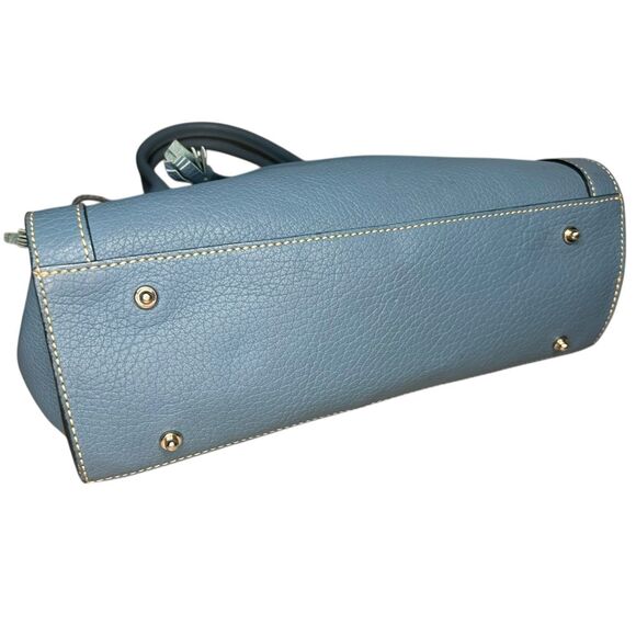 Vintage Dooney & Bourke Tasseled Leather Mini Tote Shoulder Bag Blue Purse - Picture 9 of 9